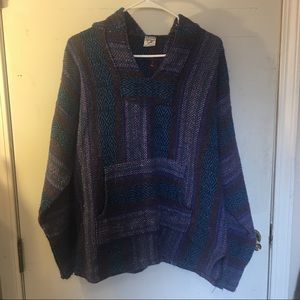 purple and blue thrifted drug rug hoodie